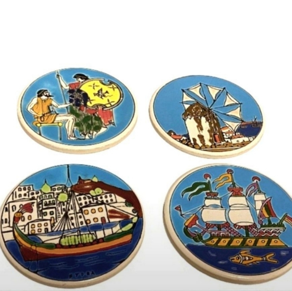 Vintage European Art Ceramic Coasters